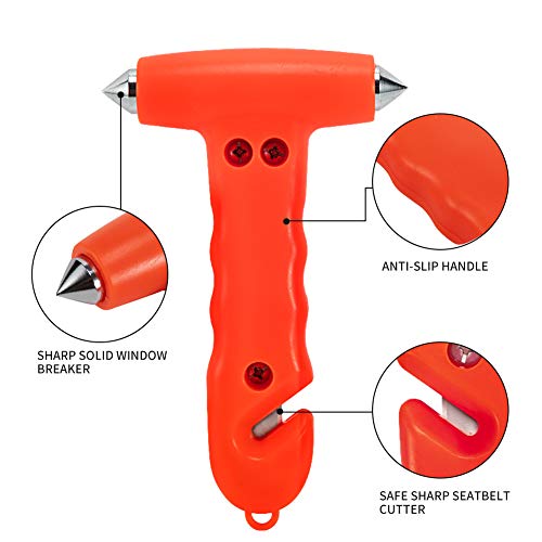 MOTORBUDDY Car Safety Hammer 2-Pack, Auto Emergency Escape Hammer with Window Breaker and Seat Belt Cutter, Striking Red Emergency Escape Tool for Car Accidents