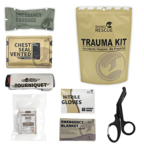RHINO RESCUE Tactical Trauma Kit Emergency First Aid Stop The Bleed IFAK Refill Supplies Combat Wound Care Dressing Pack