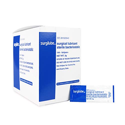 Surgilube Lubricating Jelly – FoilPac - 144 Packets/Box Packets Surgical Lubricant Sterile Bacteriostatic Jelly (3g FoilPac Box of 144 Packets)