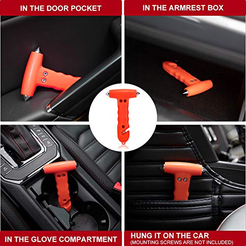 MOTORBUDDY Car Safety Hammer 2-Pack, Auto Emergency Escape Hammer with Window Breaker and Seat Belt Cutter, Striking Red Emergency Escape Tool for Car Accidents
