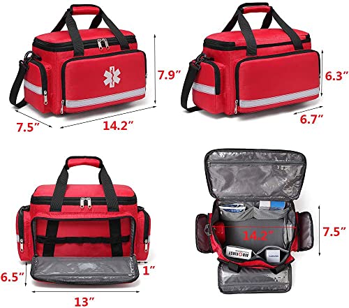 First Aid Trauma Jump Bag Empty for First Responder EMT EMS Nurse Medical Medic Duffle Duffel Carry On Emergency Ambulance Treatment Equipment Storage Organizer Large School Home Hiking Camping