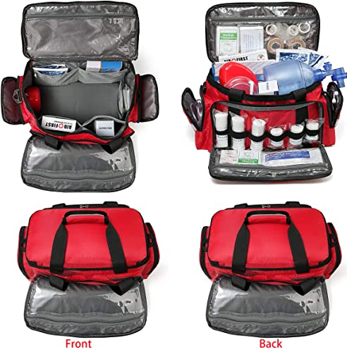 First Aid Trauma Jump Bag Empty for First Responder EMT EMS Nurse Medical Medic Duffle Duffel Carry On Emergency Ambulance Treatment Equipment Storage Organizer Large School Home Hiking Camping