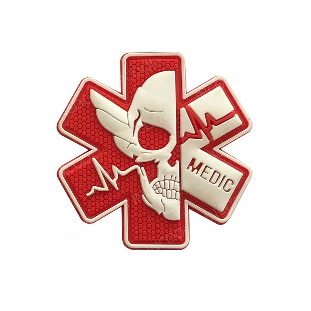 3D Medical PARAMEDIC Skull Patches Tactical Military