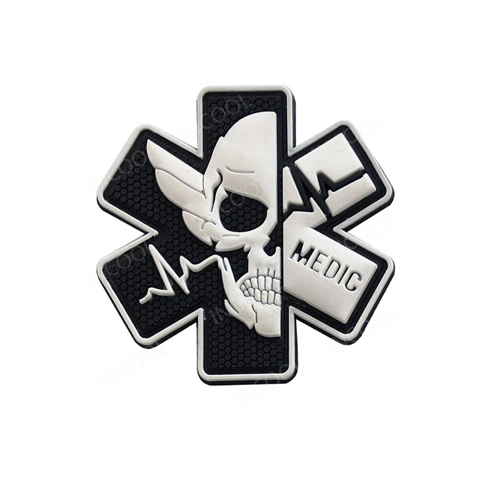 3D Medical PARAMEDIC Skull Patches Tactical Military