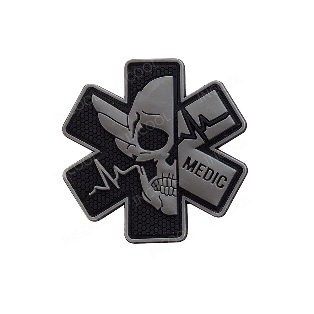 3D Medical PARAMEDIC Skull Patches Tactical Military