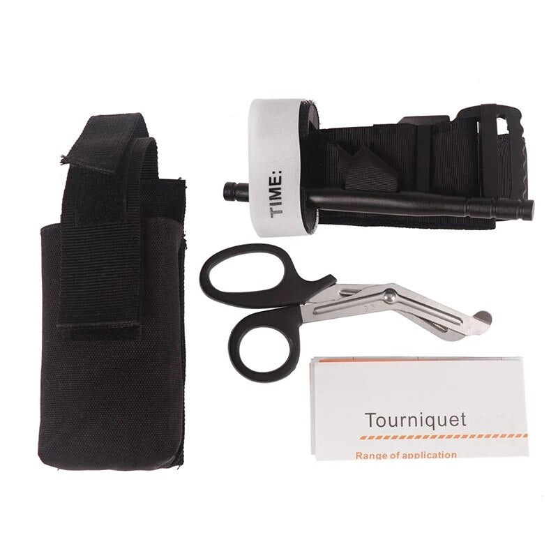 Outdoor First Aid Buckle Cat Tourniquet Pouch Holder Survival Tactical Combat Military Emergency Bandage Scissor Hemostasis Belt