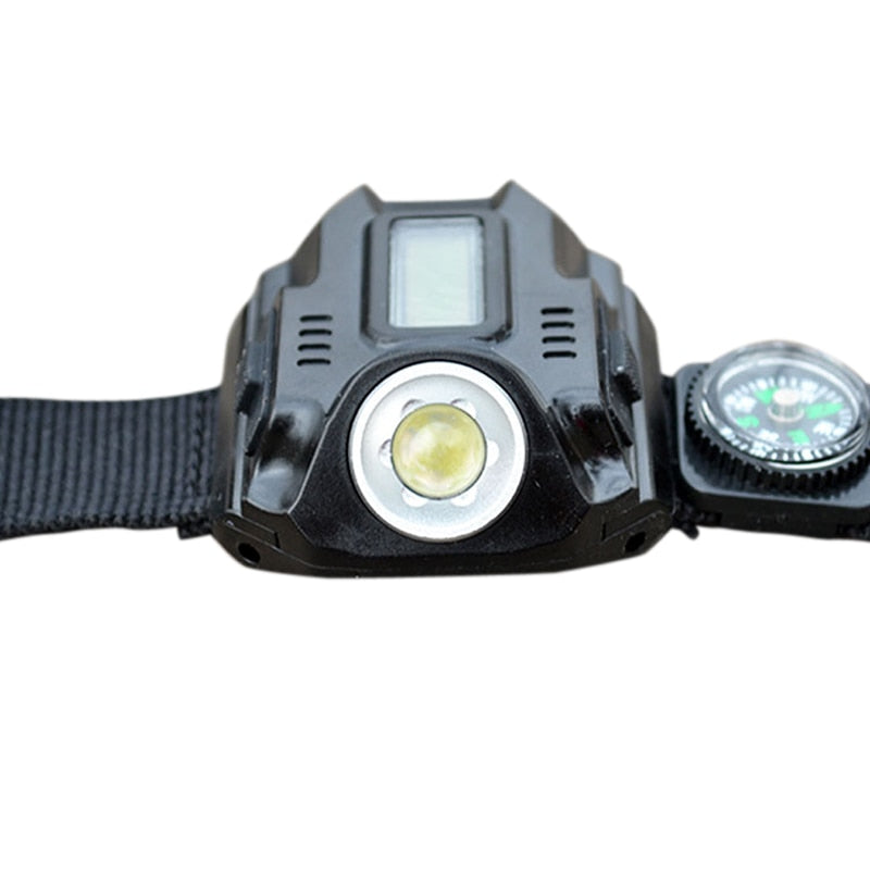 Waterproof LED Tactical Display Rechargeable Wrist Watch Flashlight