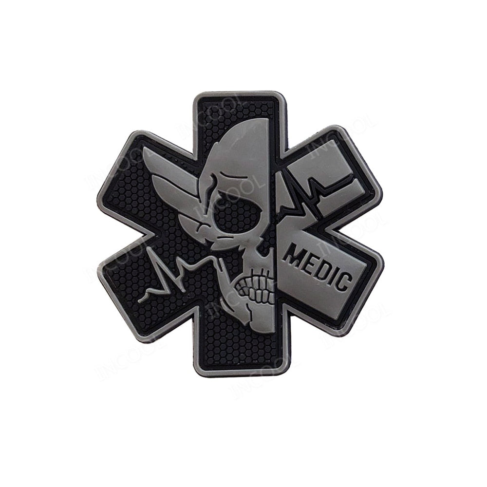 3D Medical PARAMEDIC Skull Patches Tactical Military