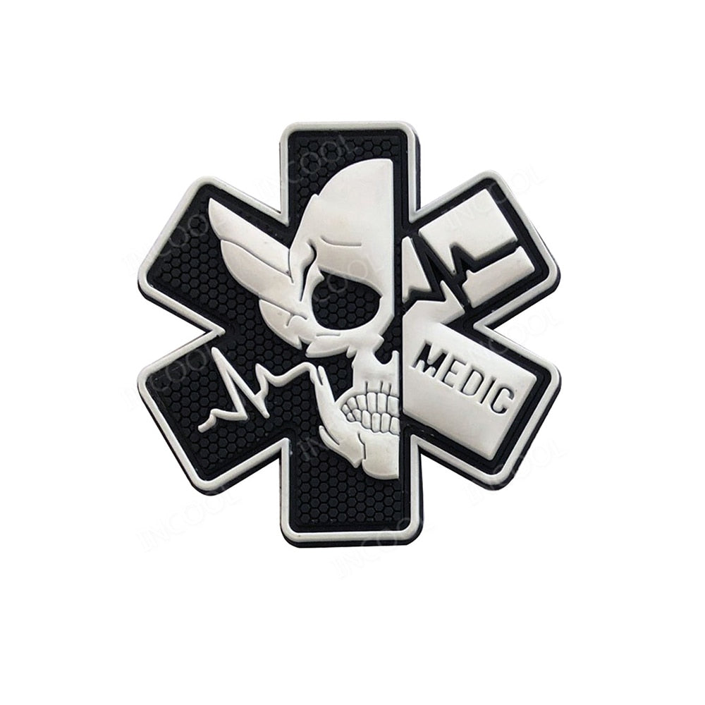 3D Medical PARAMEDIC Skull Patches Tactical Military