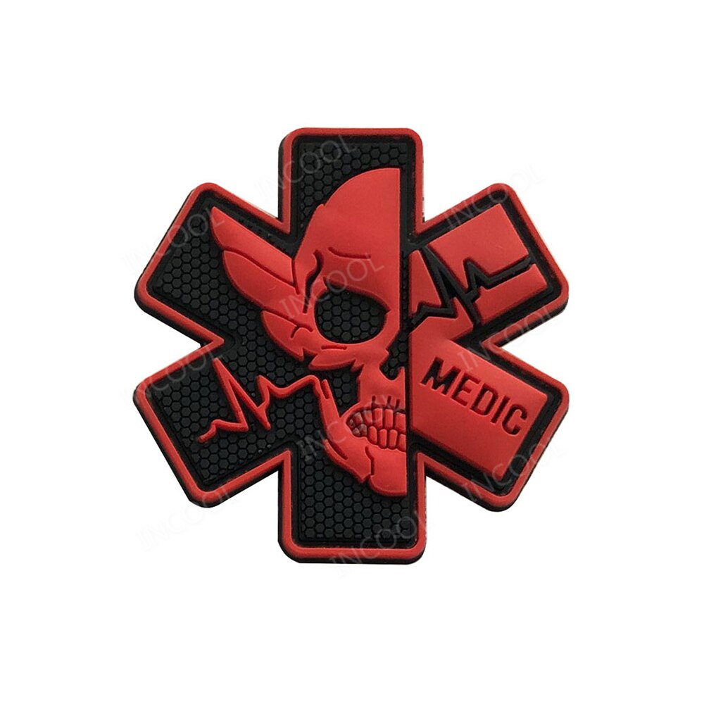 3D Medical PARAMEDIC Skull Patches Tactical Military