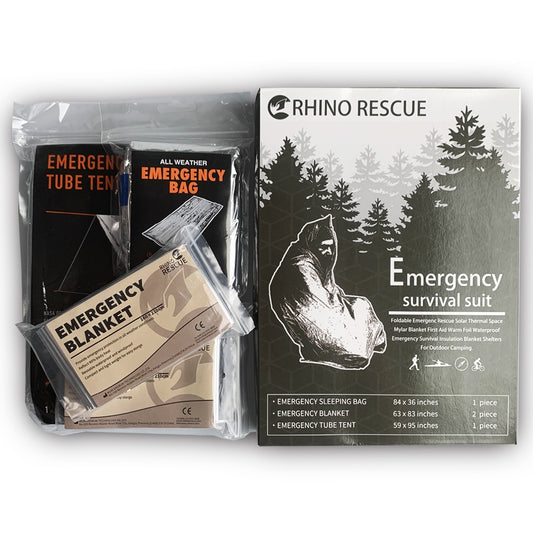 RHINO Emergency Survival Suit, Emergency Blanket,Emergency Sleeping Bag, Emergency Tent Camping, Hiking, Outdoor, Activities