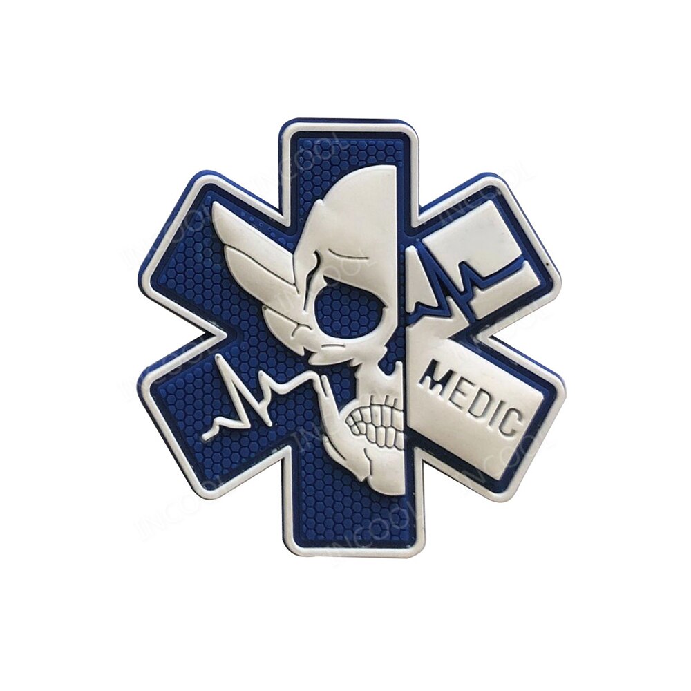 3D Medical PARAMEDIC Skull Patches Tactical Military