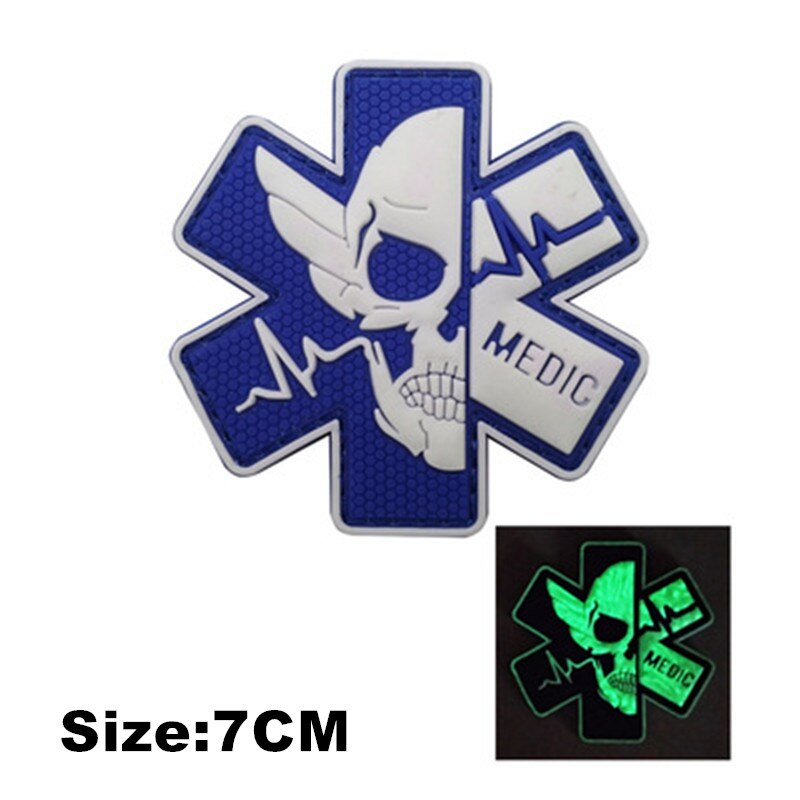 EMERGENCY MEDICAL TECHNICIAN Badge PVC Patches Glow In Dark MEDIC Hook Embroidered Patch Accessories for Backpacks Caps Clothes