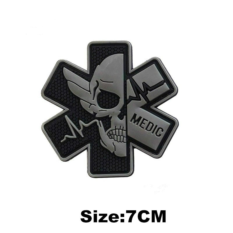 EMERGENCY MEDICAL TECHNICIAN Badge PVC Patches Glow In Dark MEDIC Hook Embroidered Patch Accessories for Backpacks Caps Clothes