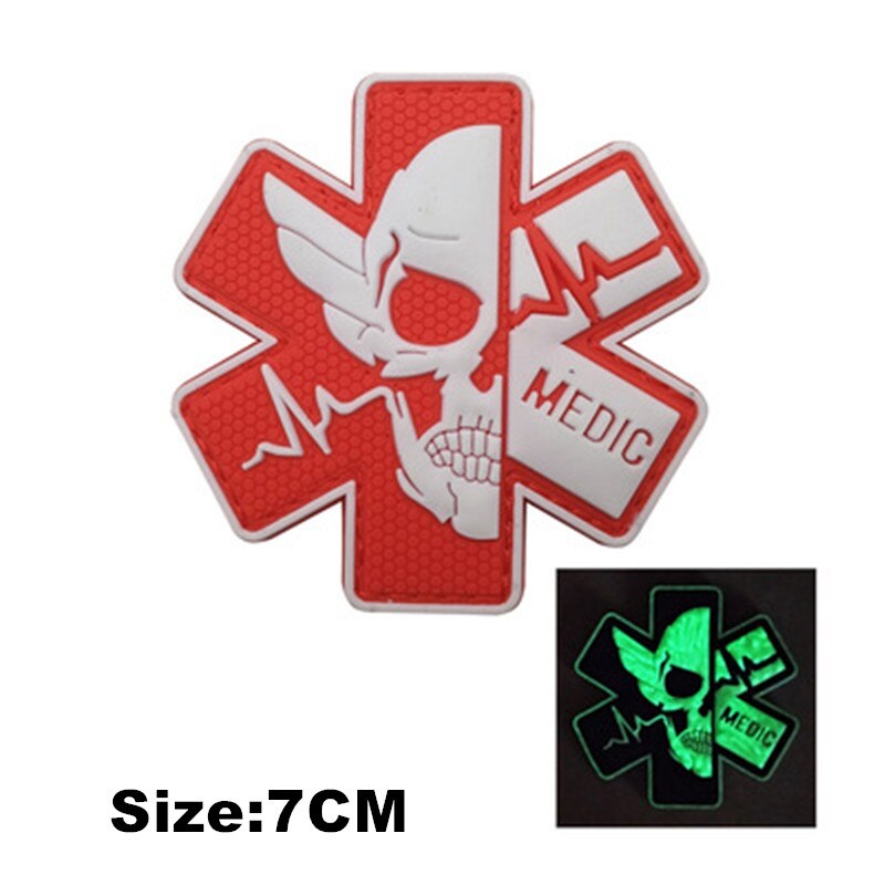 EMERGENCY MEDICAL TECHNICIAN Badge PVC Patches Glow In Dark MEDIC Hook Embroidered Patch Accessories for Backpacks Caps Clothes