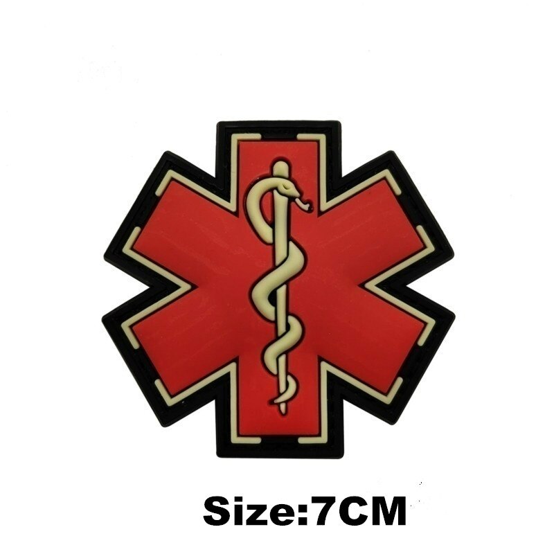 EMERGENCY MEDICAL TECHNICIAN Badge PVC Patches Glow In Dark MEDIC Hook Embroidered Patch Accessories for Backpacks Caps Clothes