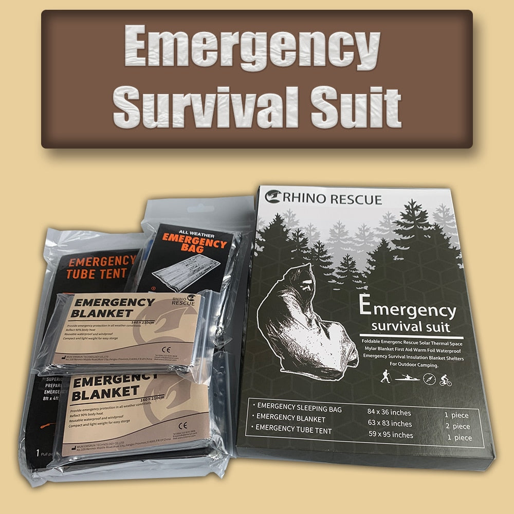 RHINO Emergency Survival Suit, Emergency Blanket,Emergency Sleeping Bag, Emergency Tent Camping, Hiking, Outdoor, Activities