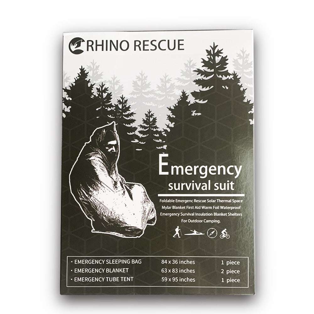 RHINO Emergency Survival Suit, Emergency Blanket,Emergency Sleeping Bag, Emergency Tent Camping, Hiking, Outdoor, Activities