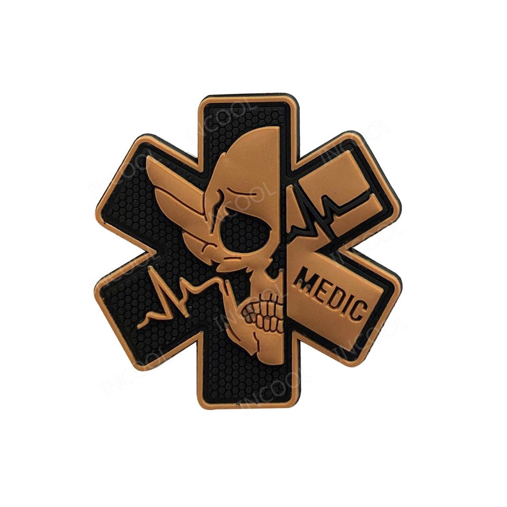 3D  Medical PARAMEDIC Skull Patches Tactical Military